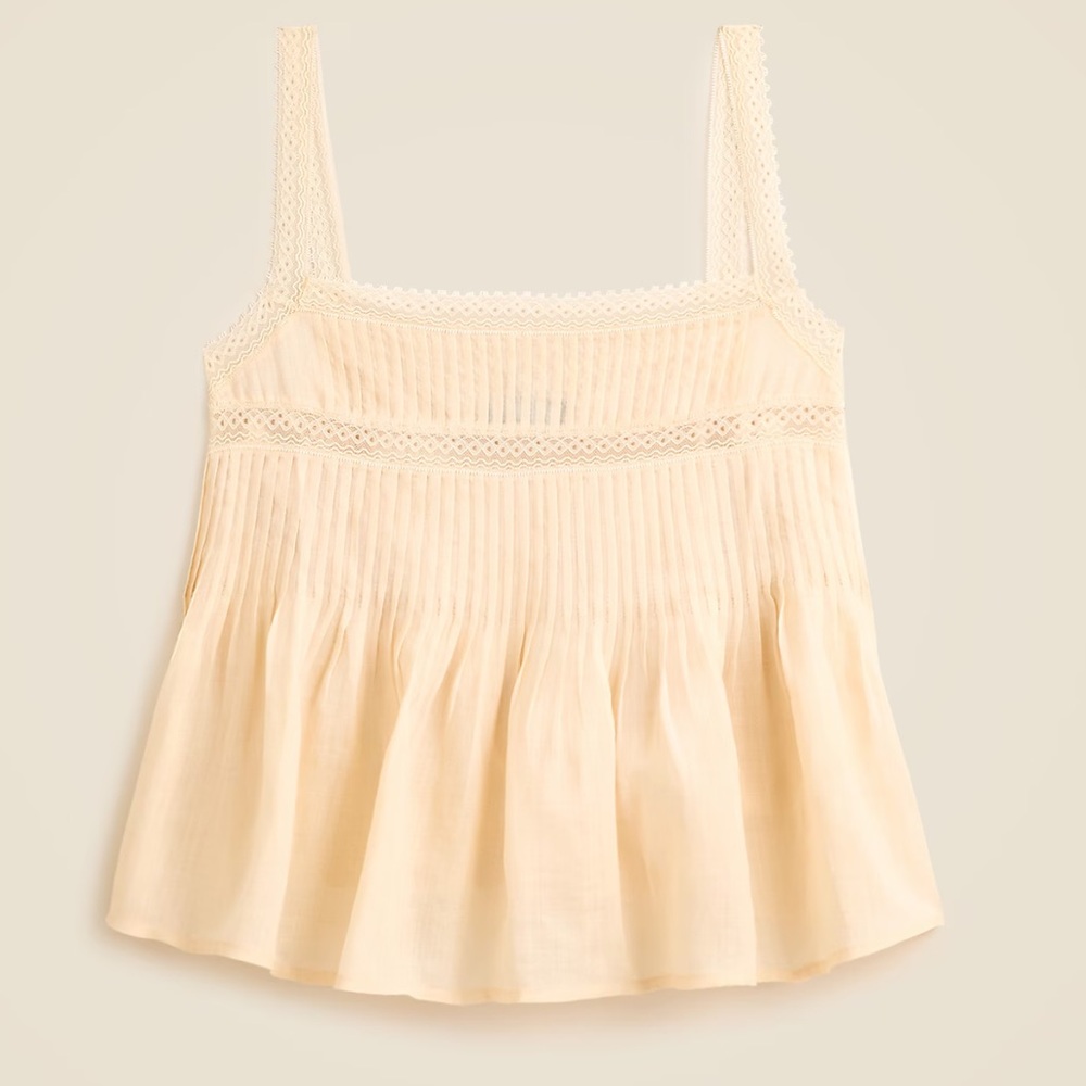 J.Crew Lace-trim tank top in ramie